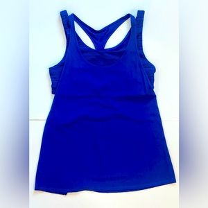 Lululemon deep blue workout top with built in bra, size 12